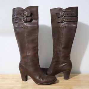 FRYE | Brown Tall Leather Heeled Boots Size 8.5